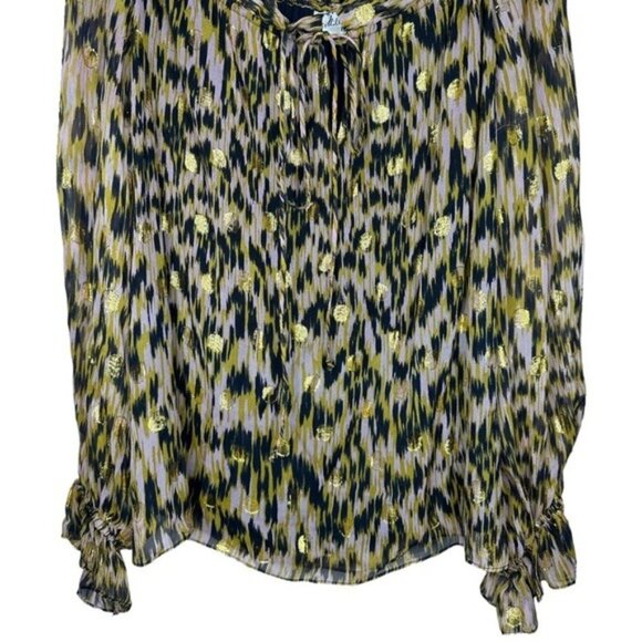 Milly of New York Printed Golden Polkadot Long Sleeve Blouse - Picture 3 of 10